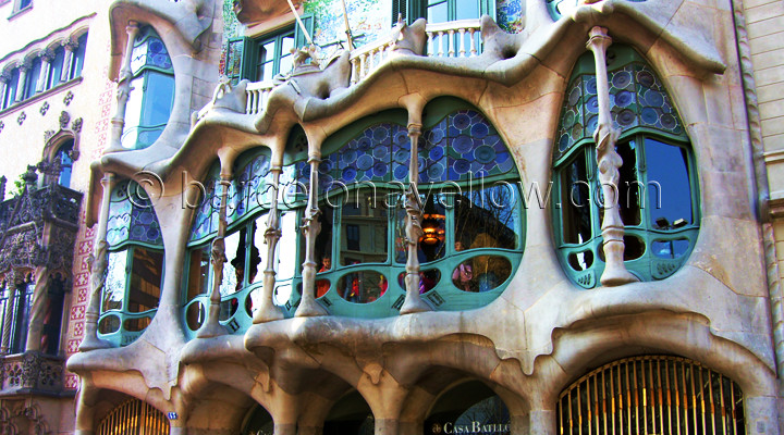 Casa Batllo - on street Passeig de Gracia in Barcelona