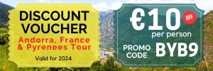 PROMO CODE BYB9 for 20€ discount per guest. Andorra day tour from Barcelona. Experience 3 Countries in 1 Day. Small Private group. Hotel pick-up drop-off.