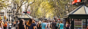 La Rambla street is main tourist street in Barcelona. It