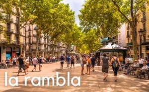La Rambla street is main tourist street in Barcelona - Also called Las Ramblas