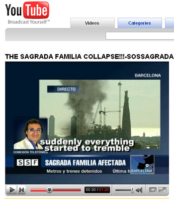 Sagrada Familia Barcelona fake collapse video