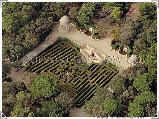 aerial view labyrinth park barcelona