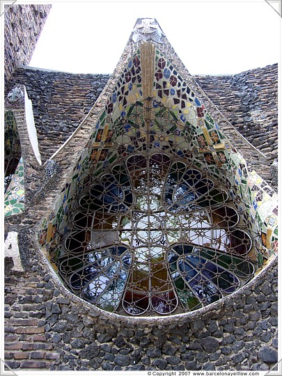 Window of Gaudi's crypt at Colonia Guell
