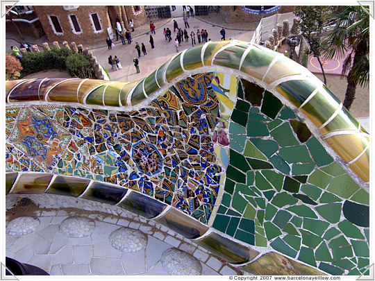 ark Guell - Anton Gaudi - mosaic on the serpent bench