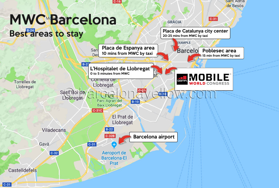Map hotels MWC Barcelona - Mobile World Congress